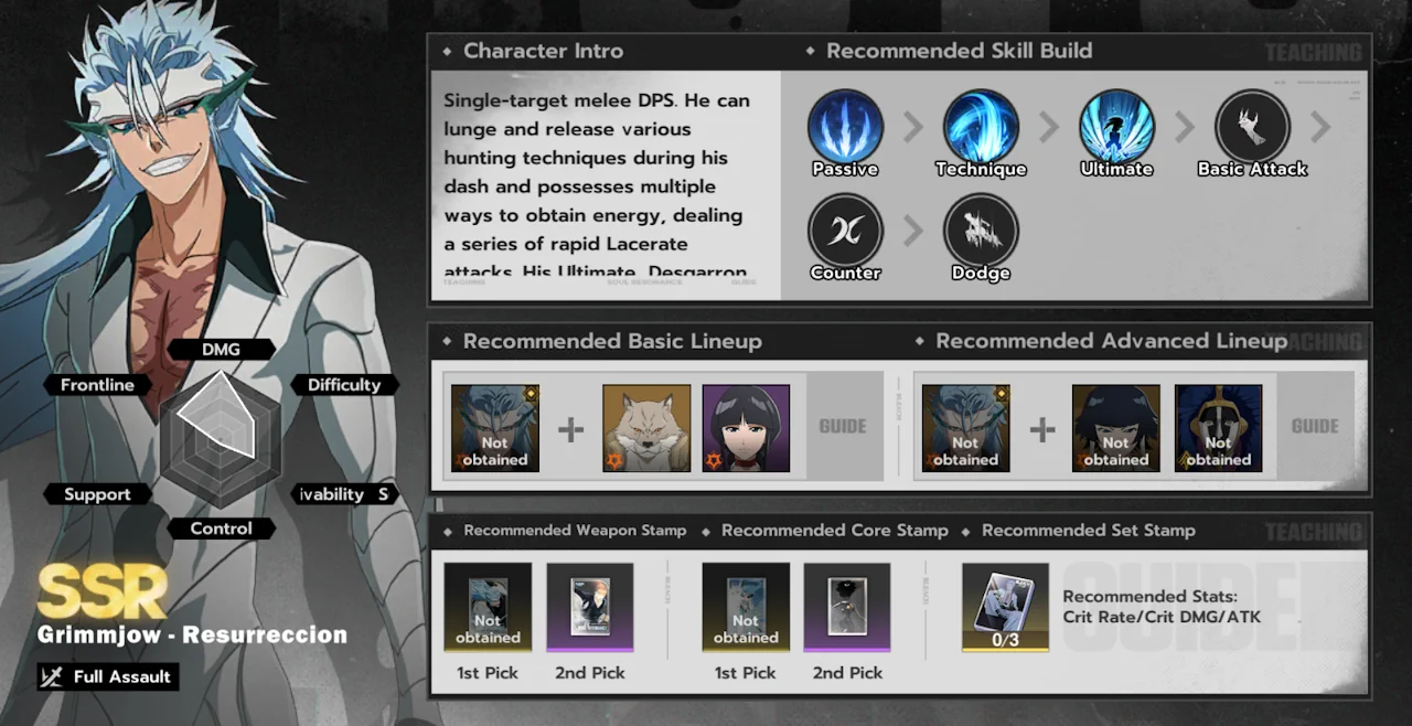 Grimmjow Resurreccion skills