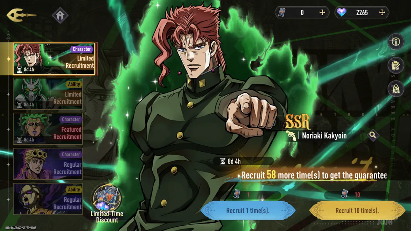 JoJo's Bizarre Adventure: Golden Spirit — Noriaki Kakyoin & Hierophant Green! banner