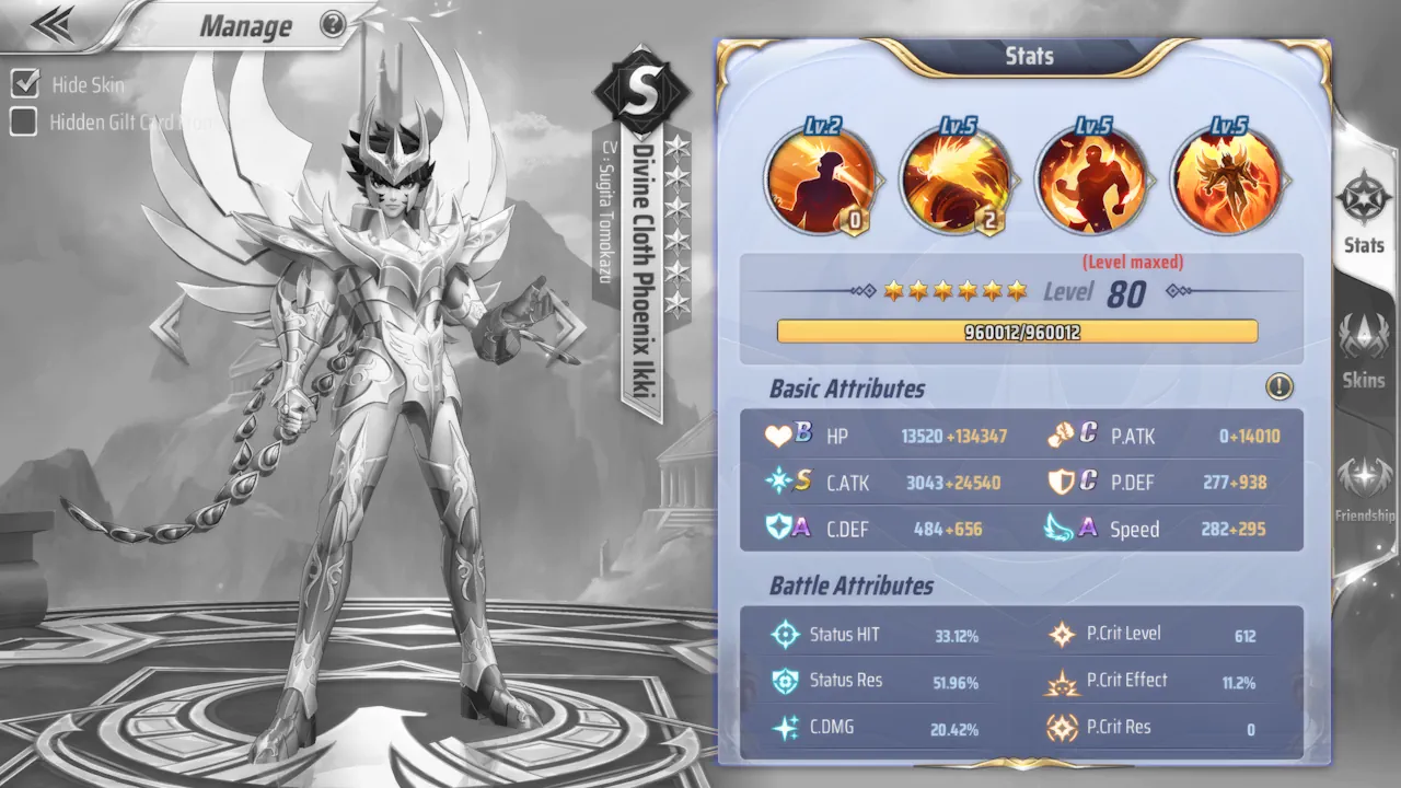 Saint Seiya Awakening Character Stats